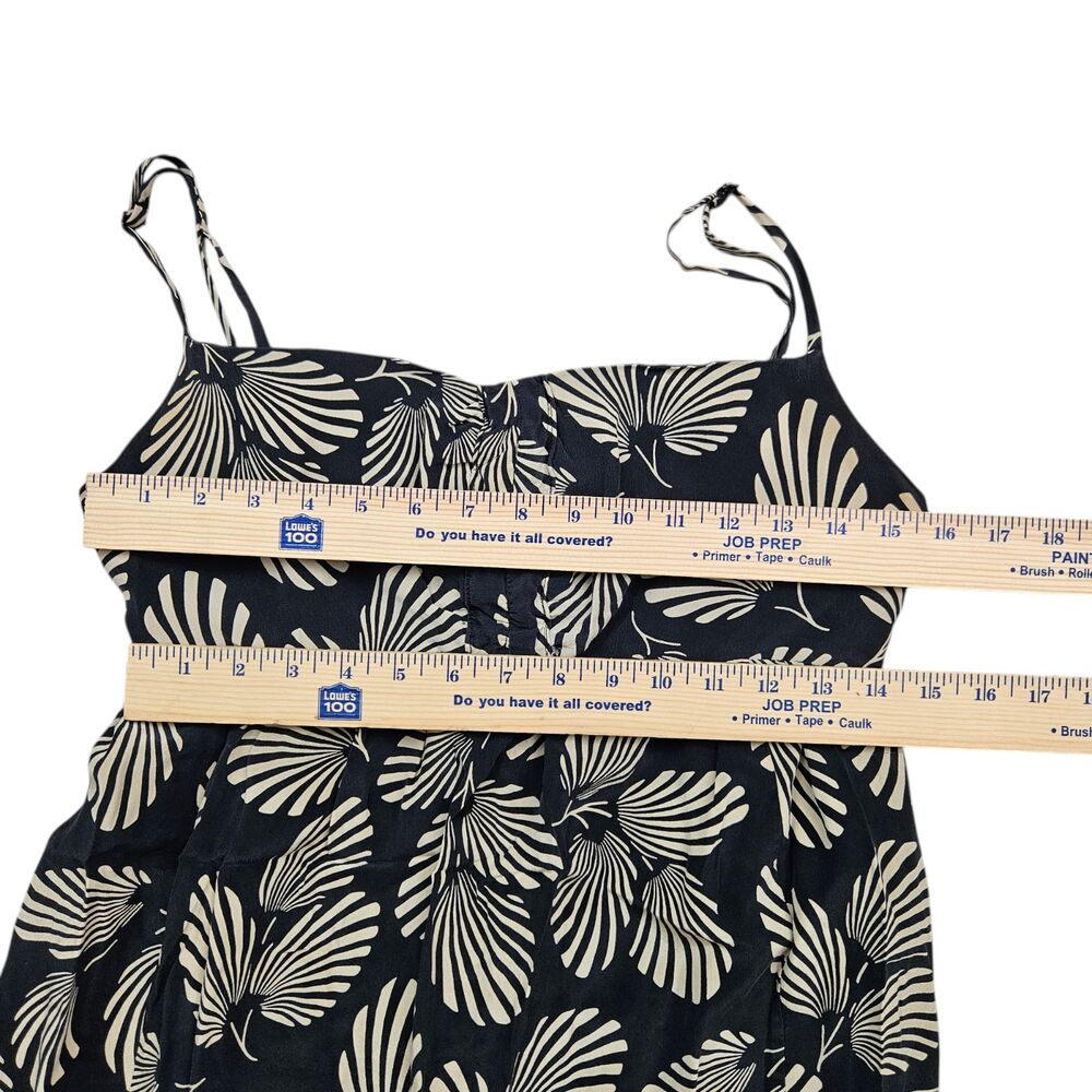 Ted Baker 100% Silk Dress Womens Size 2 Black Botanical Tropical Hawaiian Boho - Picture 4 of 14